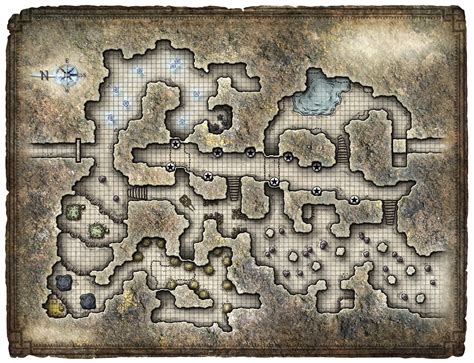 Goblin cave battle map 32x32. mountain cave hq 11 (med billeder)