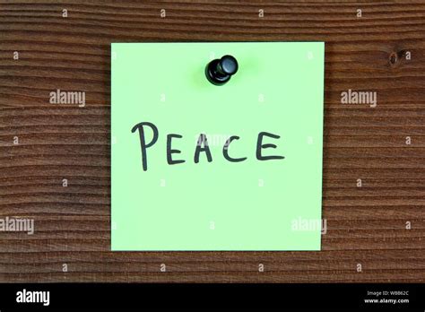 Sticky Note With Peace Message Bulletin Board Stock Photo Alamy