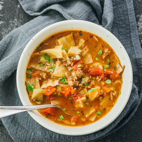 Put all the ingredients in the crock pot, stir it around. Unstuffed Cabbage Roll Soup (Low Carb) - Savory Tooth