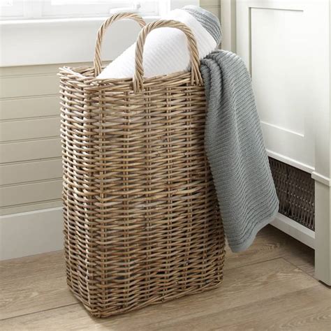 Wicker Baskets Used As Extra Storage In The Small Spaces