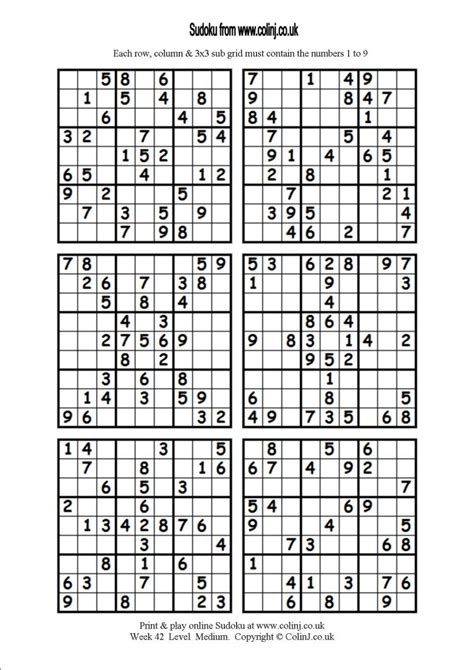 Printable Sudoku Puzzles 4 Per Page