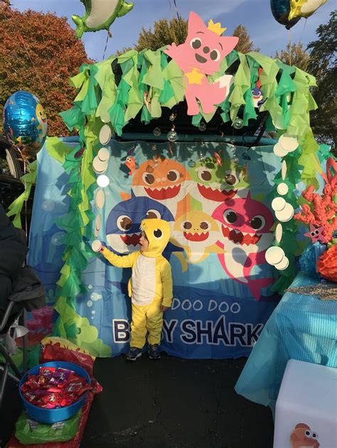Lol) to share this themed shark trunk or treat trunk i put together. Trunk or treat baby shark | Trunk or treat, Baby shark ...