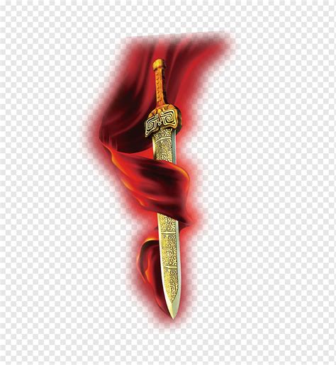 Espada de oro cubierta de cinta roja ilustración espadas chinas
