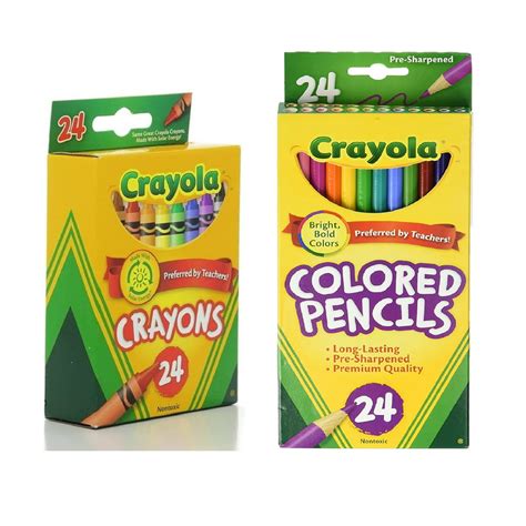 Crayola Crayons Box And Crayola Classic Colored Pencils 24 Counts 2 Pack