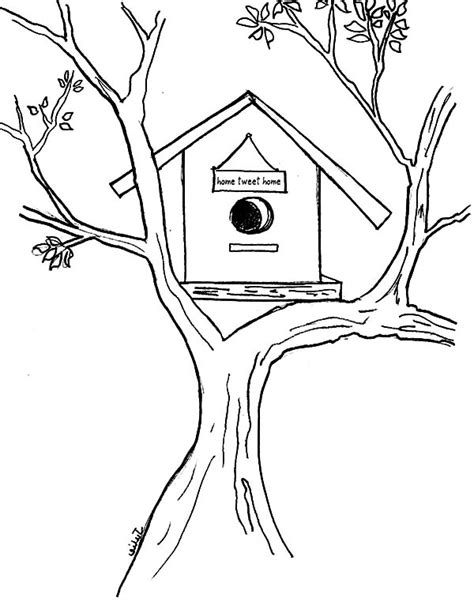 Birds (cartoon) coloring pages for kids to print and color. Bird House On ATree Coloring Pages : Best Place to Color
