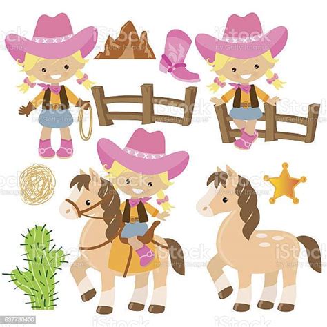 Ilustración De Ilustración De Dibujos Animados Vectoriales Cowgirl Y Más Vectores Libres De