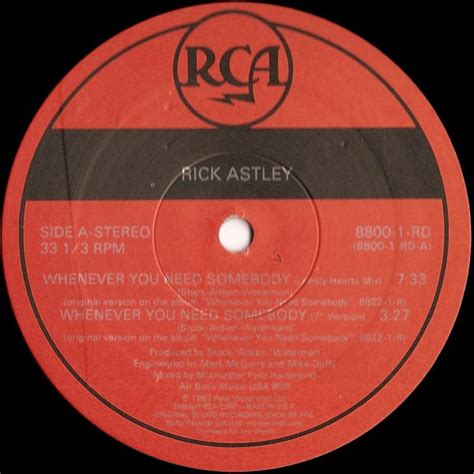 Rick Astley Whenever You Need Somebody 1987 Vinyl Discogs