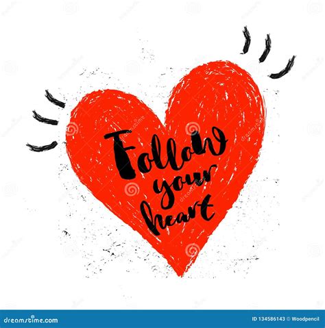 Follow Your Heart White Modern Calligraphy Phrase Handwritten On Red