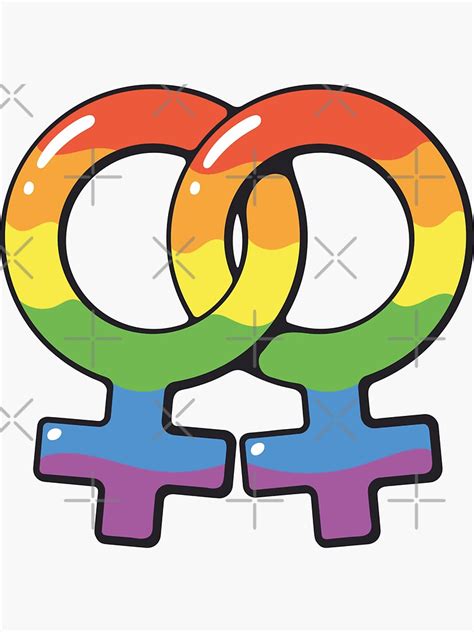 Rainbow Colored Double Female Symbol Sticker For Sale By Pisarovsky Redbubble