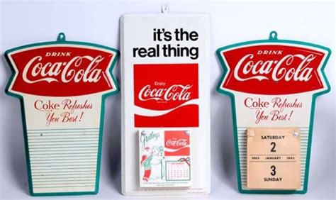 lot of 5 tin and plastic coca cola calendar holders value and price guide