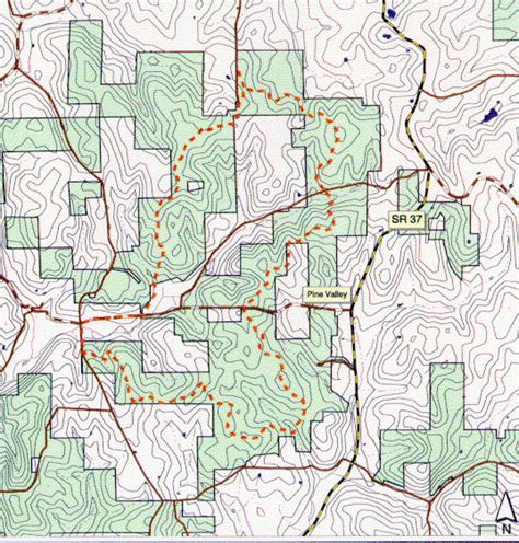 Topographic Map Of Youngs Creek Trail In Hoosier National Forest In Indiana
