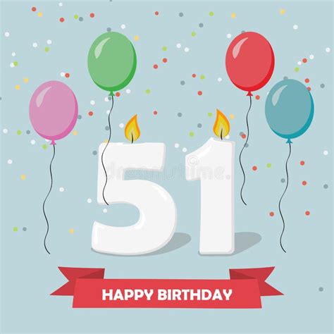 51 Years Selebration Happy Birthday Greeting Card Stock Illustration