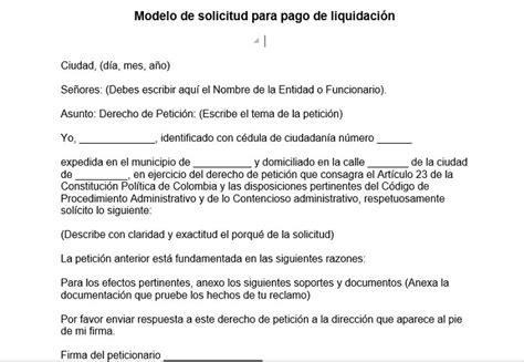 Modelo De Carta De Pago De Liquidacion Colombia Noticias Modelo