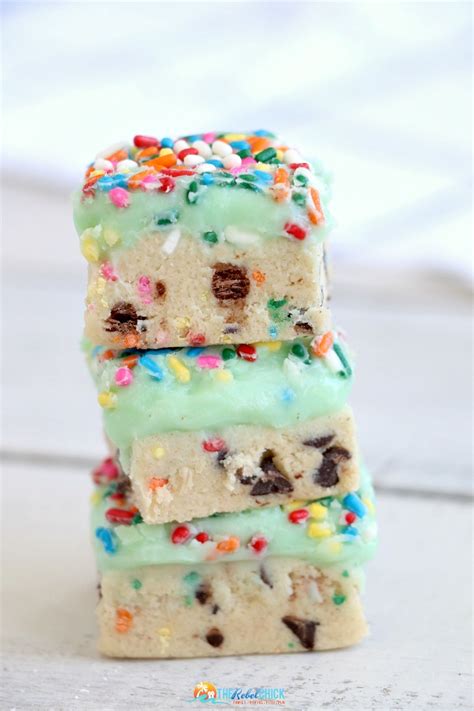 Plus, there easy to make, with only using a plastic bag, no electric mixer. No-Bake Cookie Dough Bites Recipe - The Rebel Chick