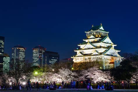 Osaka Castle Magnificent Night Illumination Matcha Japan Travel