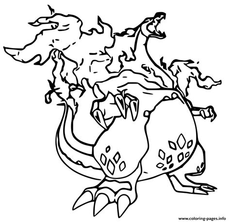 Pokemon Gigamax Dracaufeu Coloring page Printable