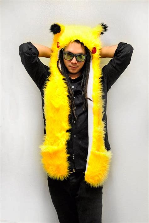 Pikachu Inspired Fur Hood Scoodie Cosplay Etsy Australia Fur Hood