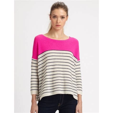 360 Sweater Ellie Cashmere Striped Sweater 230 Liked On Polyvore