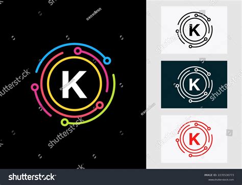 Letter K Technology Logo Design Network Stock Vector Royalty Free