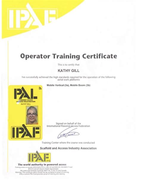 Ipaf Certificate Tower Safety Training