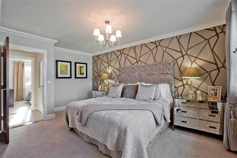 Geometric Wallpaper Gives This Bedroom A Modern Twist Geometric
