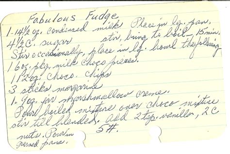 Vintage Cookbooks And Crafts Handwritten Recipe Wednesday Fabulous Fudge