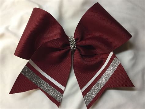 Maroon Cheer Bow Silver And White Tails All Colors Available By