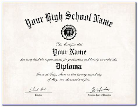 High School Diploma Template Editable Prosecution2012