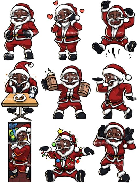 Black Santa Claus Being Silly Cartoon Vector Clipart Friendlystock