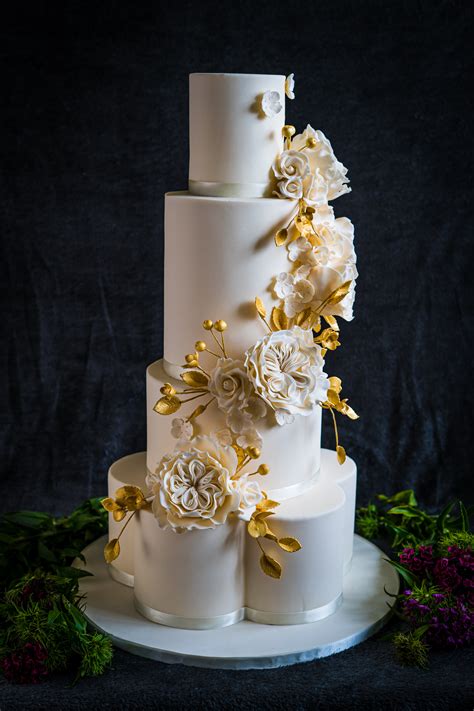 White And Gold 4 Tier Wedding Cake Gabi Bakes Cakes