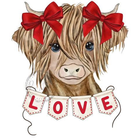 Valentines Highland Cow Png Digital Download Etsy