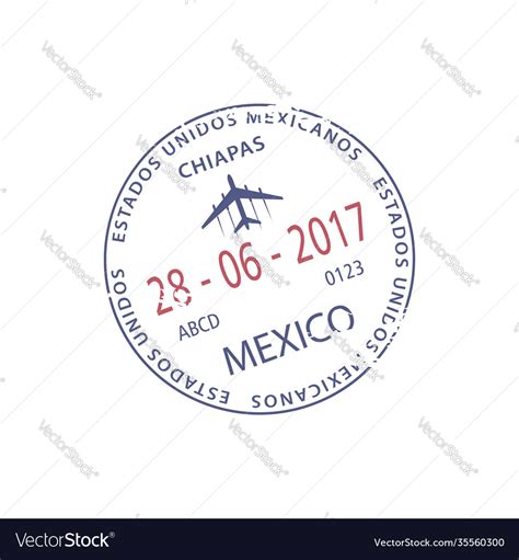 Mexico Border Control Visa Stamp Chiapas Airport Vector Image