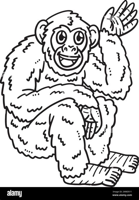 Baby Chimpanzee Isolated Coloring Page For Kids Stock Vector Image