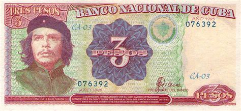 3 Pesos Cuba Banknote From 1995