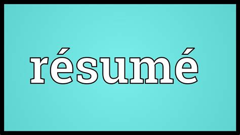 Curriculum vitae means literally 'the course of one's life'. Résumé Meaning - YouTube