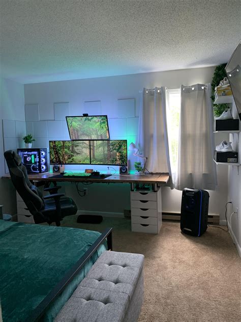 I Made My Bed For This Gaming Room Setup Computer Setup Desk Setup
