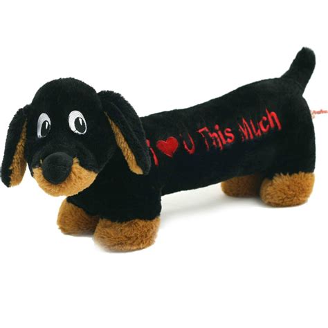 Valentine 20 Stuffed Black Dachshund Plush Toy