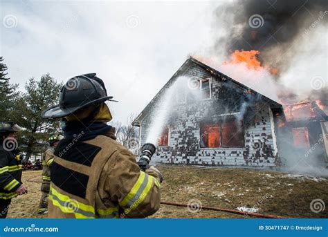 Firefighters At Live Burn Training Editorial Photography Image Of