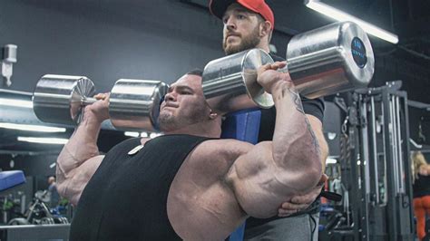 Bodybuilder Nick Walker Shoulder Presses 150 Pound Dumbbells In Training Barbend