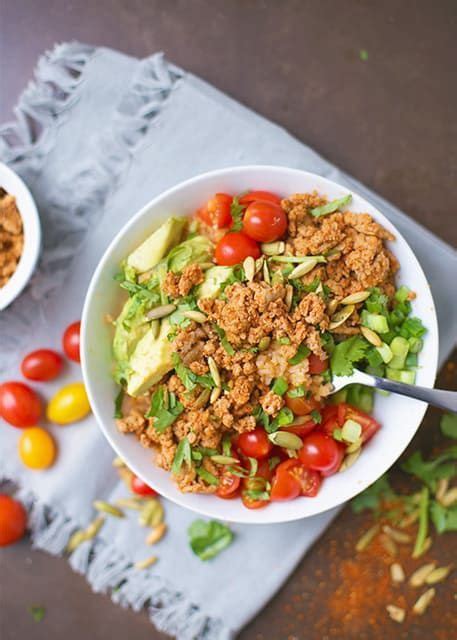 Ground Turkey Taco Bowls With Cauliflower Spanish Rice