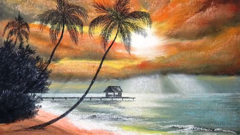 How To Draw Sunset At Palm Beach With Pastel Part 1 Underpainting
