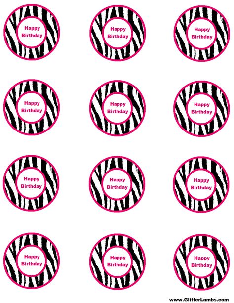 Free Pink Zebra Birthday Party Food Cards Printables And Cupcake Toppers