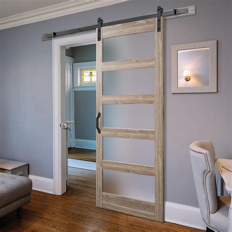 Masonite 36 in. x 84 in. 5 Equal Lites with Frosted Glass ...