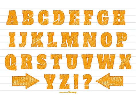 Ensemble Alphabet Orange Scribble Style 108902 Art Vectoriel Chez Vecteezy