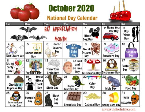 October National Day Calendar Free Printable Calendars