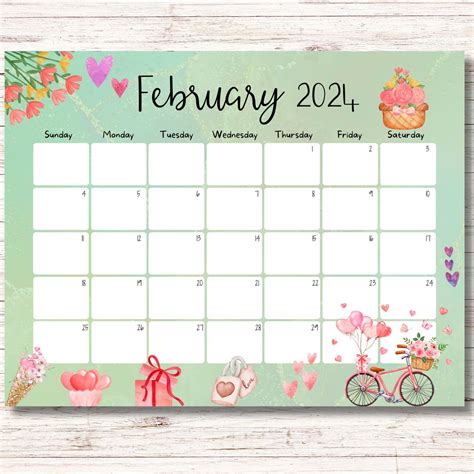 Editable February 2024 Calendar Valentines Day Printable Etsy Artofit