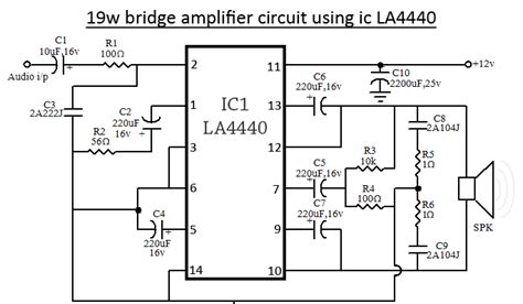Home > circuit diagram > amplifier circuit >. LA4440 Bridge Amplifier Circuit Diagram | Circuits Diagram Lab