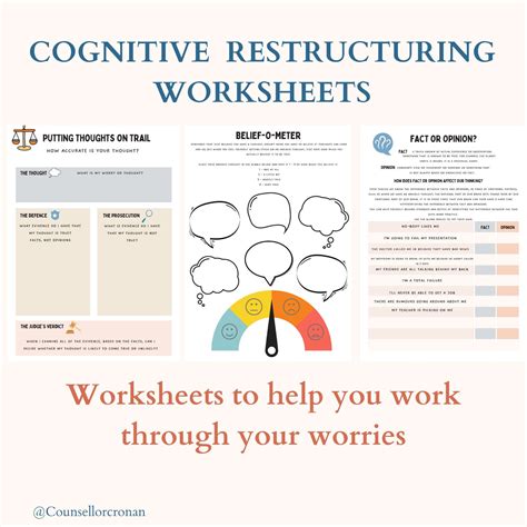 Cognitive Restructuring Worksheets Unhelpful Thinking Etsy
