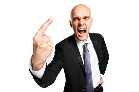 Furious Man Threatens His Finger Frustration Irritation Rebellious