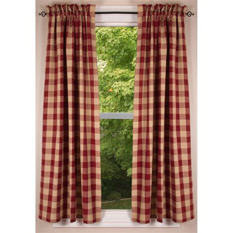 Buffalo Check Red And Tan 72 X 63 Unlined Cotton Curtain Panels By